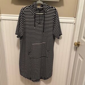 Lane Bryant Black and White Striped Midi Dress